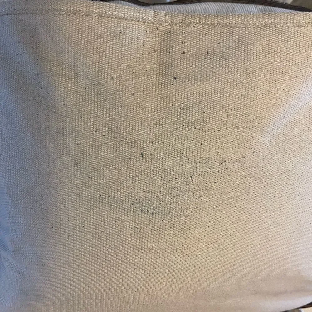 Unisex Banana Republic large messenger bag taupe canvas & Brown leather trims